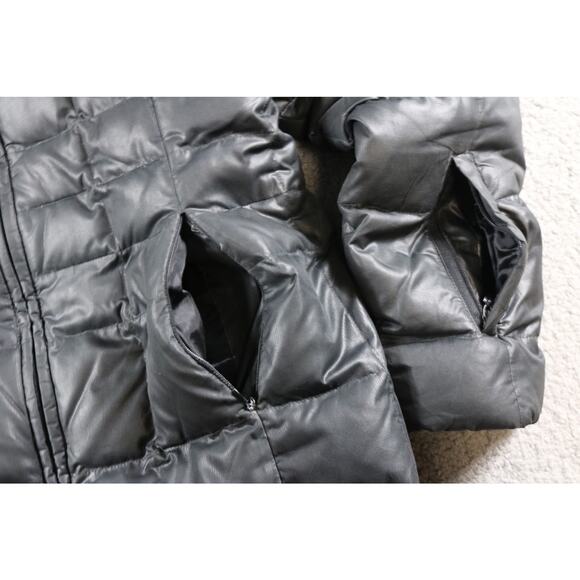 A.N.A Puffer Coat Womens Black Medium Down Jacket Lined Hooded Full Zip - Picture 8 of 9